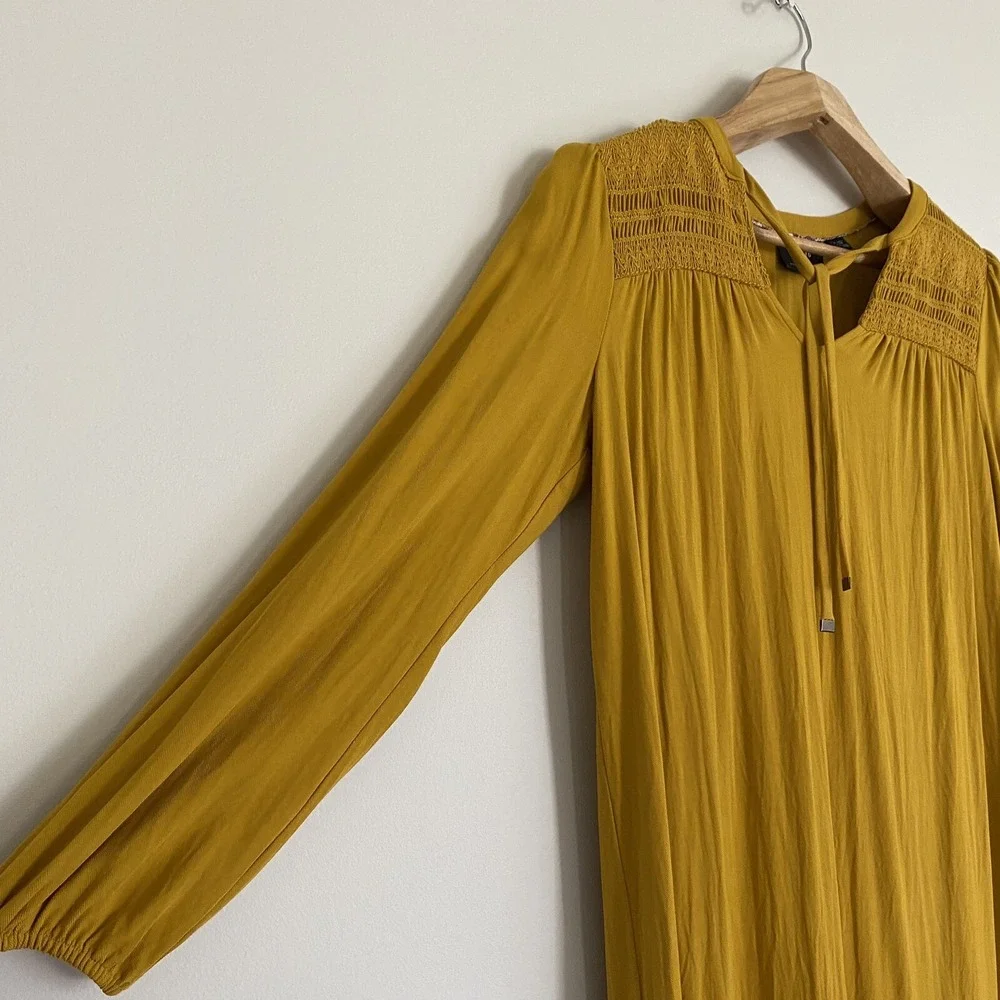 Maeve by Anthropologie Ragonda Yellow Tunic Dress Long Sleeve‎ Women's size 8